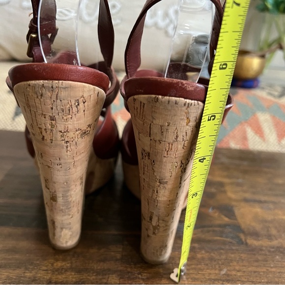 Yves Saint Laurent Deauville Taurillon Brown Leather Cork Platform Wedges 39 - Picture 12 of 17